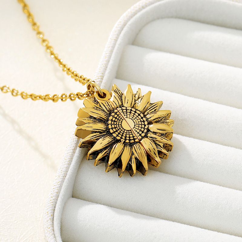 Ready Stock Necklaces For Women Stainless Steel Open Locket You are My Sunshine Suower Necklace Birthday Party Jewelry Gift BFF_voghion.com