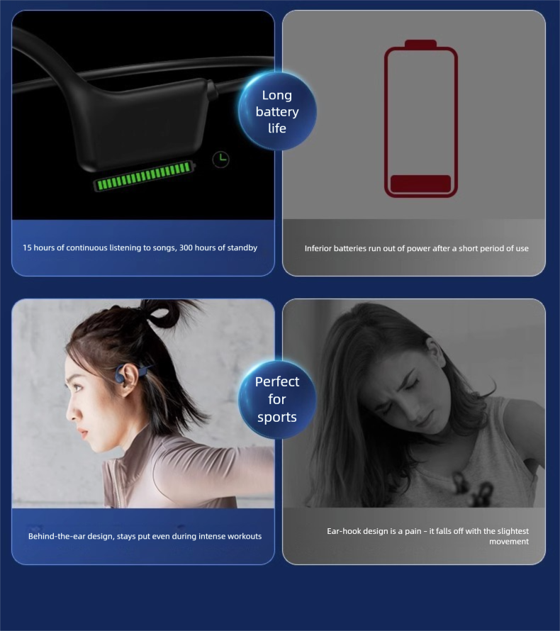 X7 Bone Conduction Running Sports Swimming Ultra-Long Battery Life Leakage Pain No In-Ear Bluetooth Headphones_voghion.com
