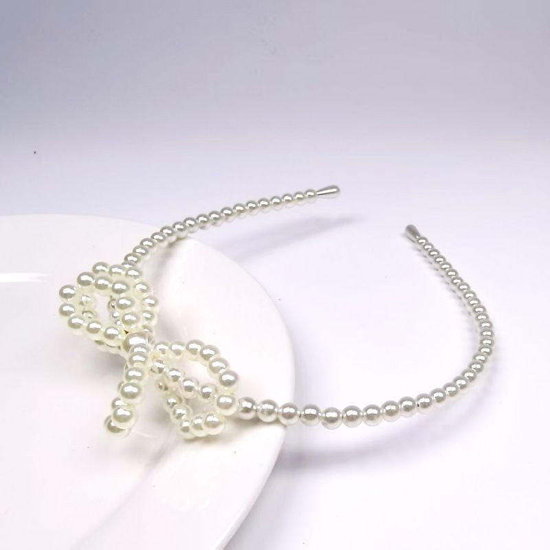 Korean Influencer Pearl Headband For Women, Versatile Minimalist Hair Hoop, Handmade Pearl-strung Fashion Elegant Hair Accessory_voghion.com