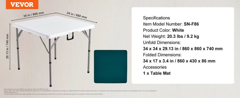 VEVOR Mahjong Table Fold-in-Half 4 Player Card Table & Wear-Resistant Tabletop_voghion.com
