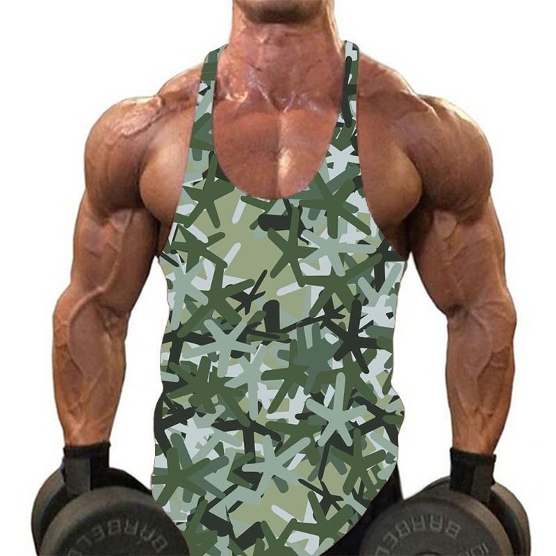 2024 Herren U-Ausschnitt ärmelloses Outdoor-Sport- und Fitness-Top Camouflage Weste Herrenbekleidung_voghion.com