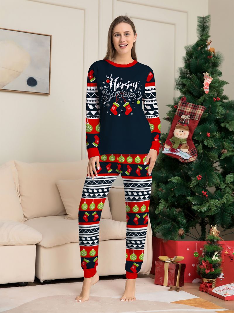 Festive Family Christmas Pajama Set – Matching Holiday Sleepwear With Socks & Ball Prints For Parents, Kids & Pets (S-4XL, 6M-14Y, Dog S-XL)_voghion.com