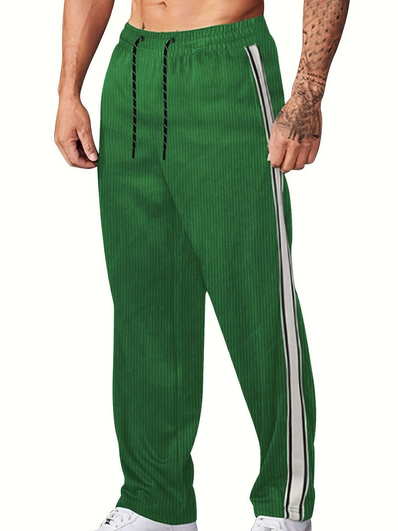 Men's Casual Corduroy Pants With Belt, Straight Leg Trousers, Multi-pocket Design, Comfortable Stretch Fabric, Multiple Colors & Sizes_voghion.com