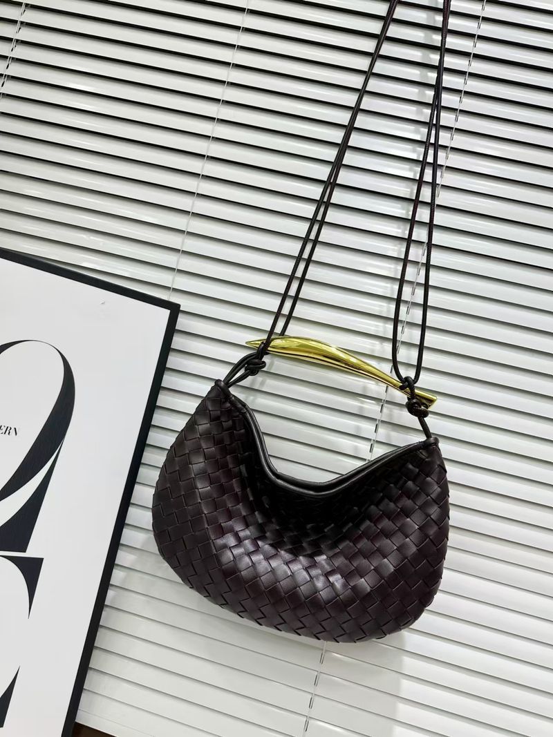 New Style Sardine Fish Woven Women's Genuine Leather High-end Design Handbag With Metal Handle Dumpling Bag Medium Size_voghion.com