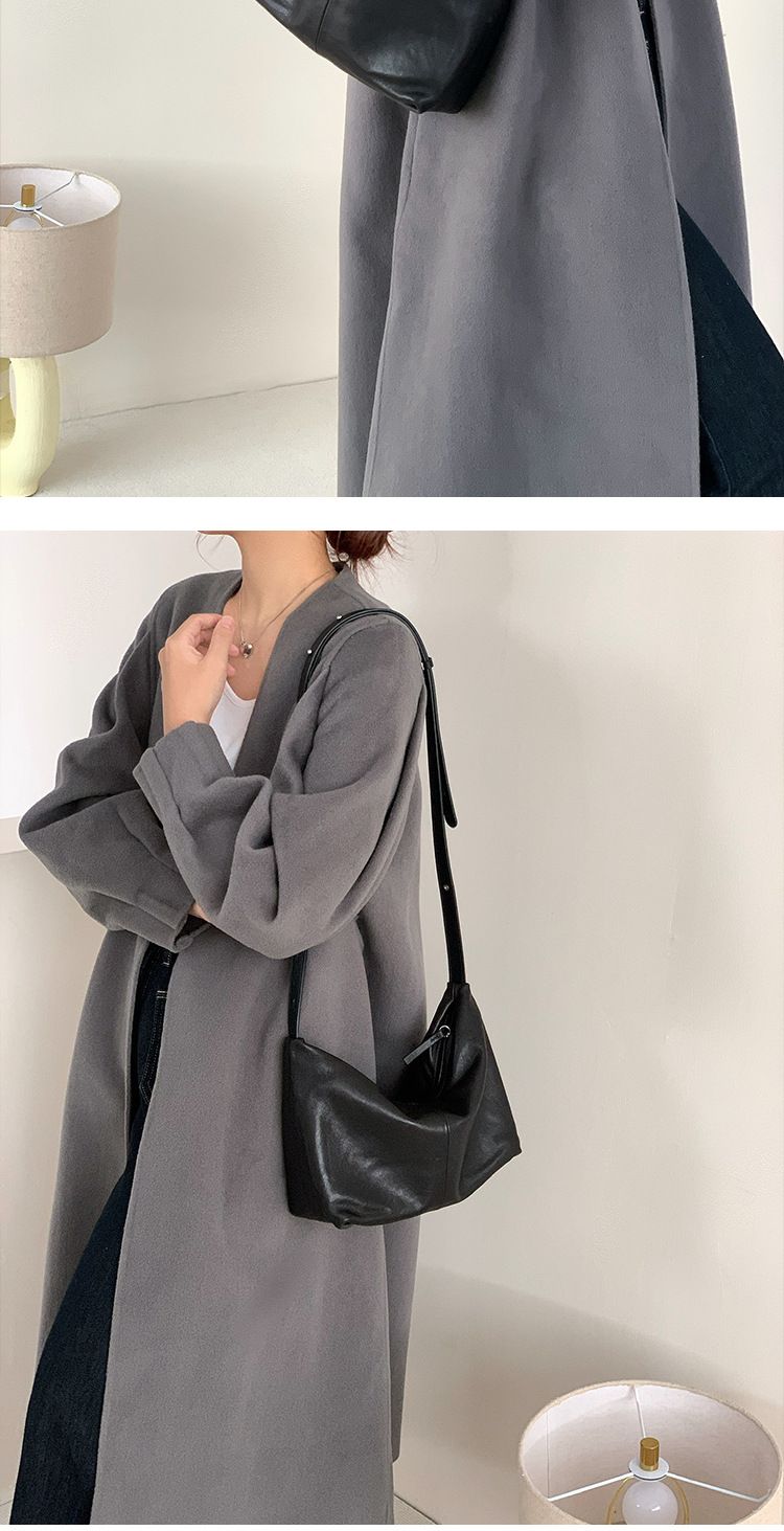 【 Vera pelle 】 Borsa a tracolla da donna in vera pelle di pecora conciata al vegetale, stile pigro, con tracolla a forma di hobo_voghion.com
