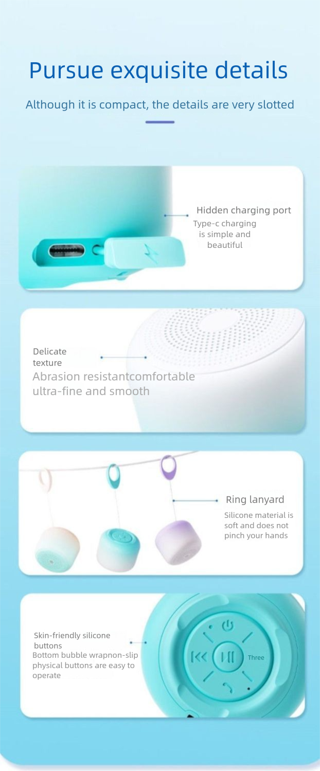 Enceinte Bluetooth rechargeable, mini caisson de basses sans fil, étanche, portable, son puissant, couleur macaron_voghion.com