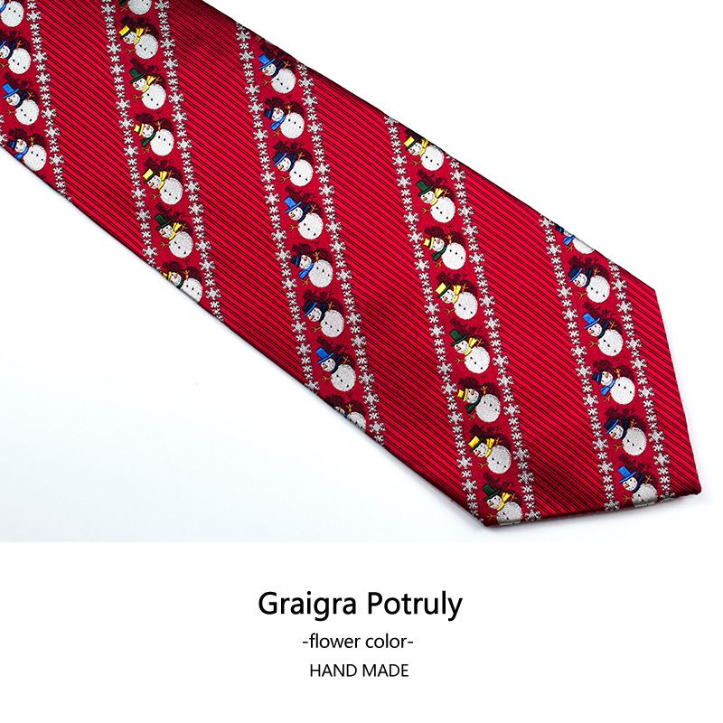 Christmas tie Santa Claus snowflake tie New Year event mulberry silk tie 10 cm silk tie_voghion.com