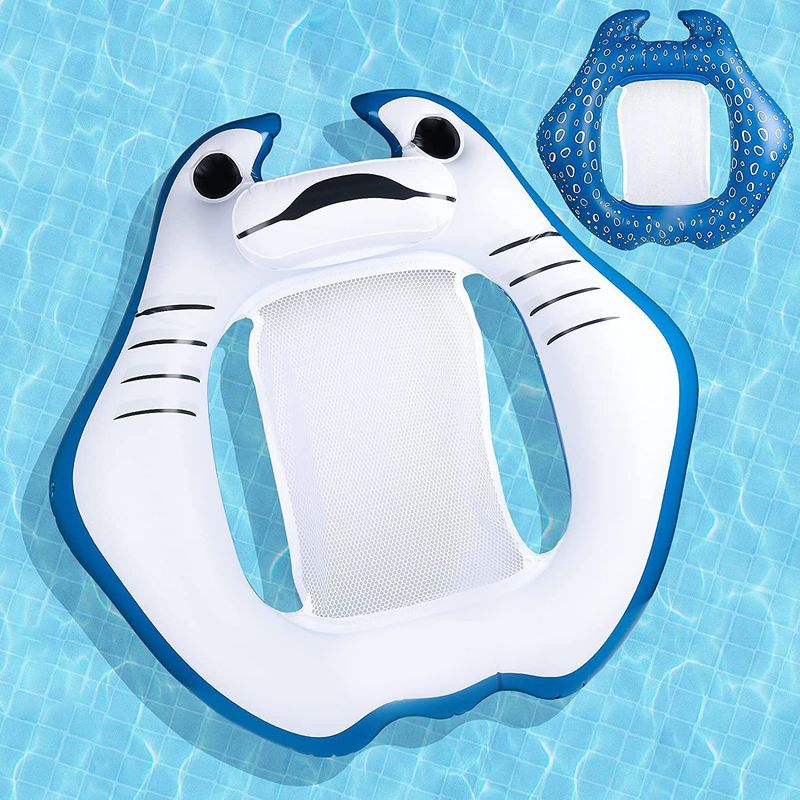 Inflatable Water Manta Ray Floating Chair Luminous U Shaped Sofa Back Recliner Floating Bed Floating Seat Ring Floating Row_voghion.com