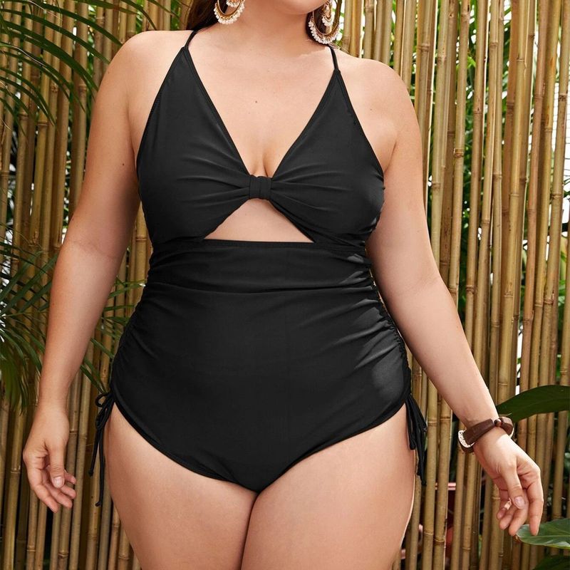 Maillot de bain une pièce plissé pour femmes, bikini exclusif, ajouré, couvrant le ventre, slim, plus gros, nouvelle collection_voghion.com