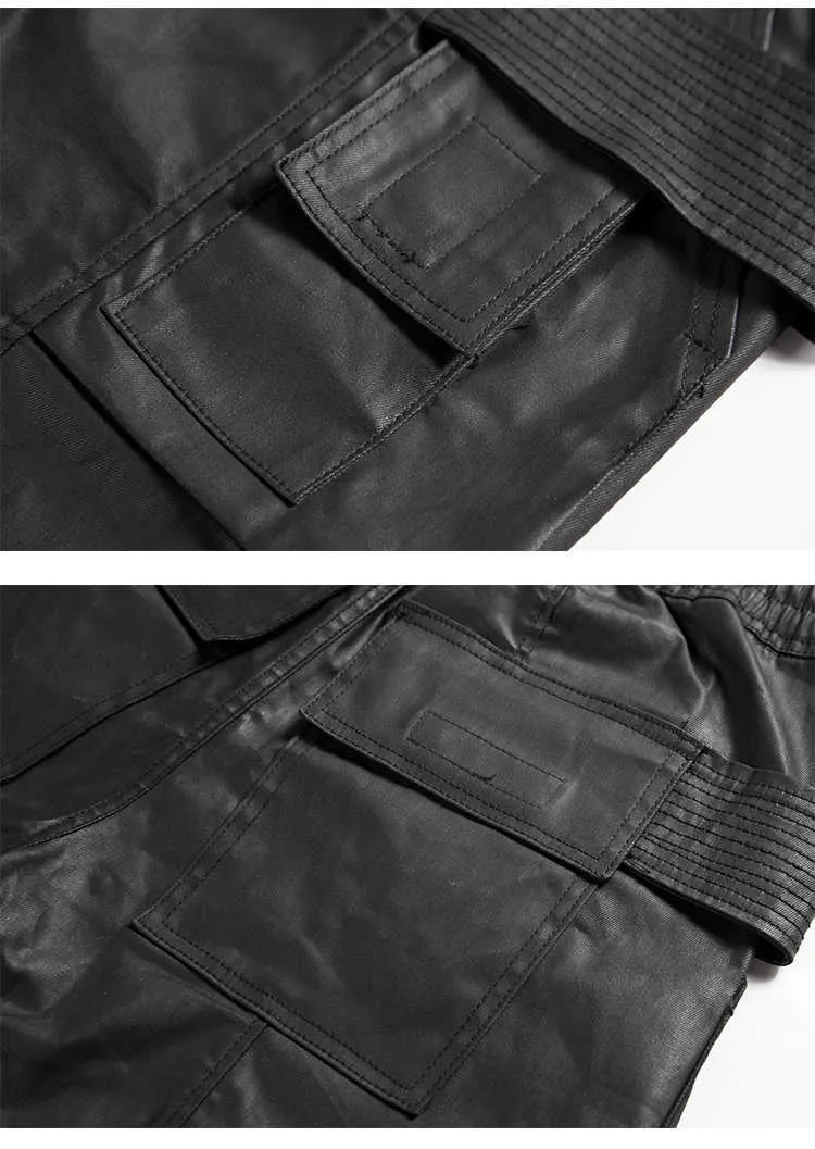 Jeans IEFB Men's 2022 High Quality New Black Waxing Coated Denim Elastic Locomotive S-XL Pants Casual Straight Trousers_voghion.com