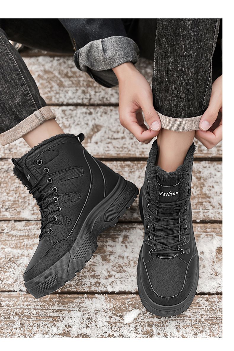 Men's Winter Snow Boots With Fleece Lining, Waterproof & Slip-Resistant, Extreme Cold Weather Boots For Outdoor Activities, Genuine Leather Upper_voghion.com