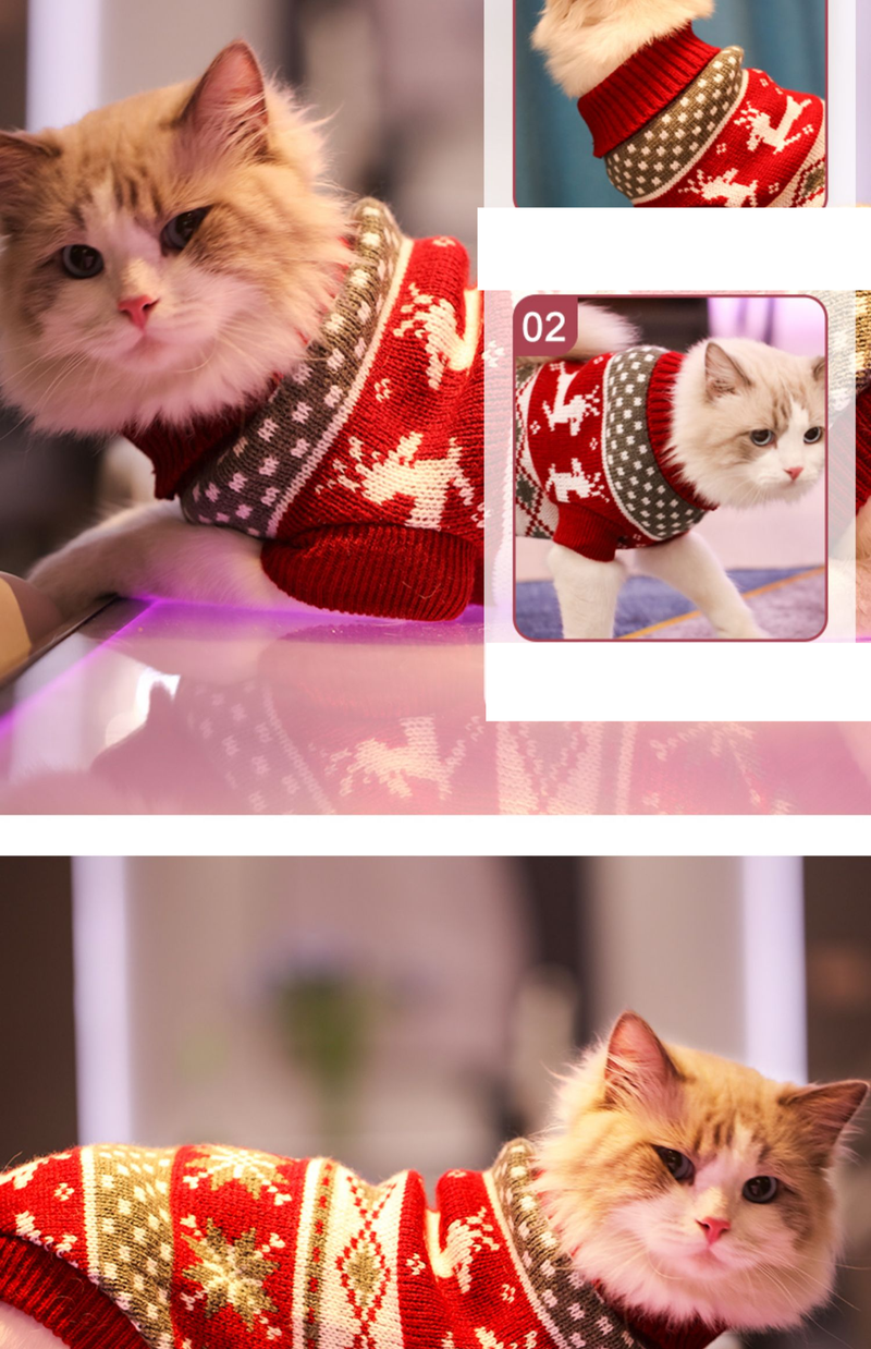 Christmas cat clothes Warm dog sweater cotton vest kitten anti-loss New Year pet_voghion.com