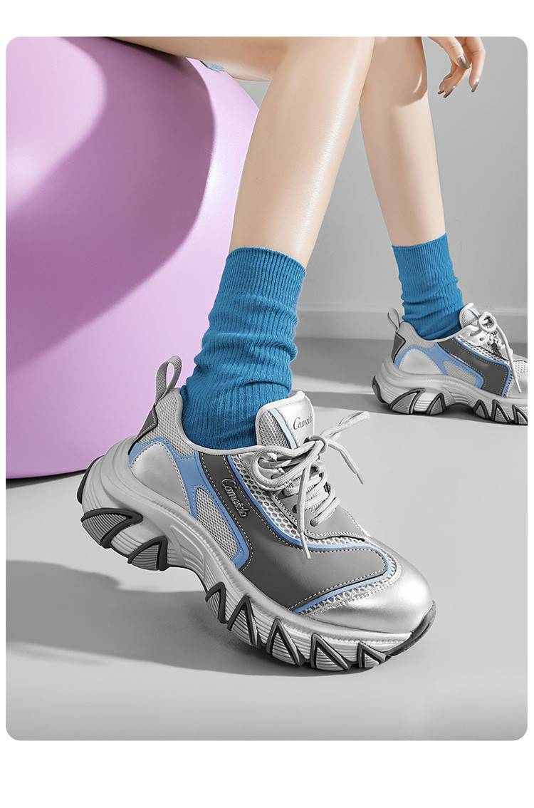 cameido Trendy Color - Blocked Chunky - Soled Dad Shoes For Women, Spring 2025. These Casual Sneakers Feature A Mesh - Paneled Upper,_voghion.com