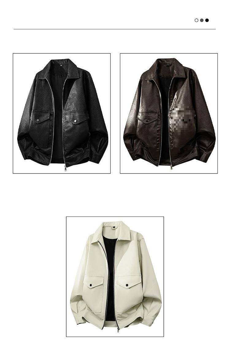 Herrenbekleidung Herrenjacke aus Kunstleder, zweireihig, schmal geschnitten, langer Mantel_voghion.com