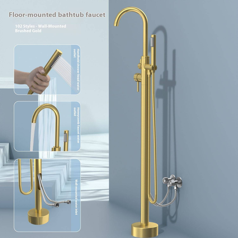 Duvara Monte Duş, Çift Fonksiyonlu, Krom Kaplamalı Premium Bakır Bağımsız Küvet Bataryası Seti – Modern Banyo Yenilemesi"_voghion.com