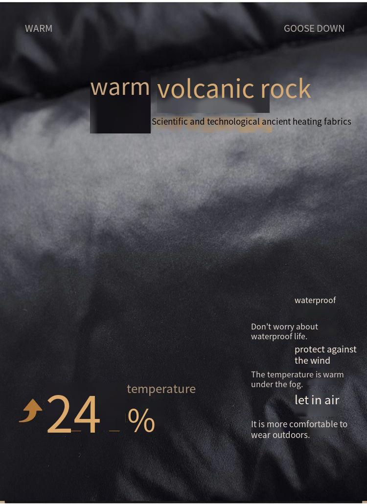 Chaqueta acolchada de invierno unisex negra y dorada con plumón de pato de 800 pulgadas cúbicas, impermeable, cortavientos y con capucha para hombre y mujer._voghion.com