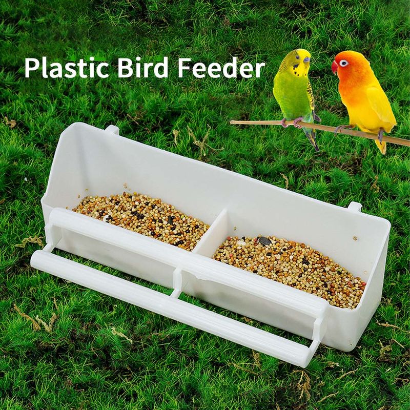 Robuster Vogelfutterspender aus PP mit zwei Fächern – perfekt für Papageien, Tauben und Nymphensittiche – leicht zu befüllende Futter- und Wassernäpfe für kleine Vögel_voghion.com