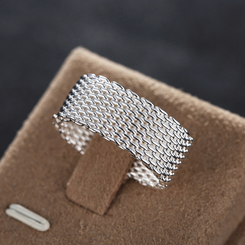 Anillo de red entrelazado de VENUS Sier de plata esterlina para mujer, joyería de compromiso de boda con encanto a la moda, venta al por mayor_voghion.com