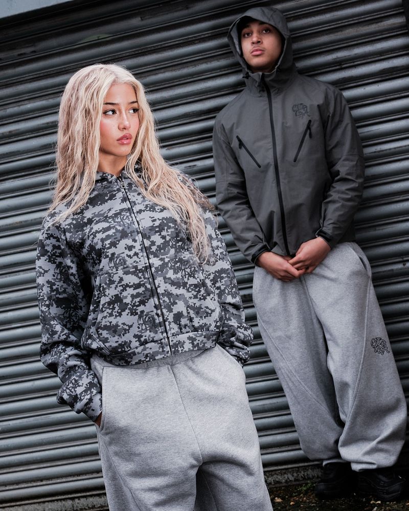 Pantalones deportivos unisex bordados de estilo hip hop Y2K, holgados e informales, con puños cónicos, de poliéster transpirable, en gris (S-XXL)_voghion.com