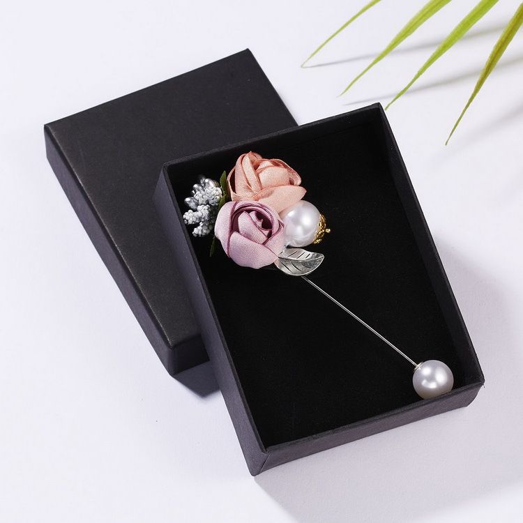 Elegante spilla a camelia da donna con fiore in tessuto di vendita calda, ago lungo perlato, spilla con inserimento a una riga_voghion.com