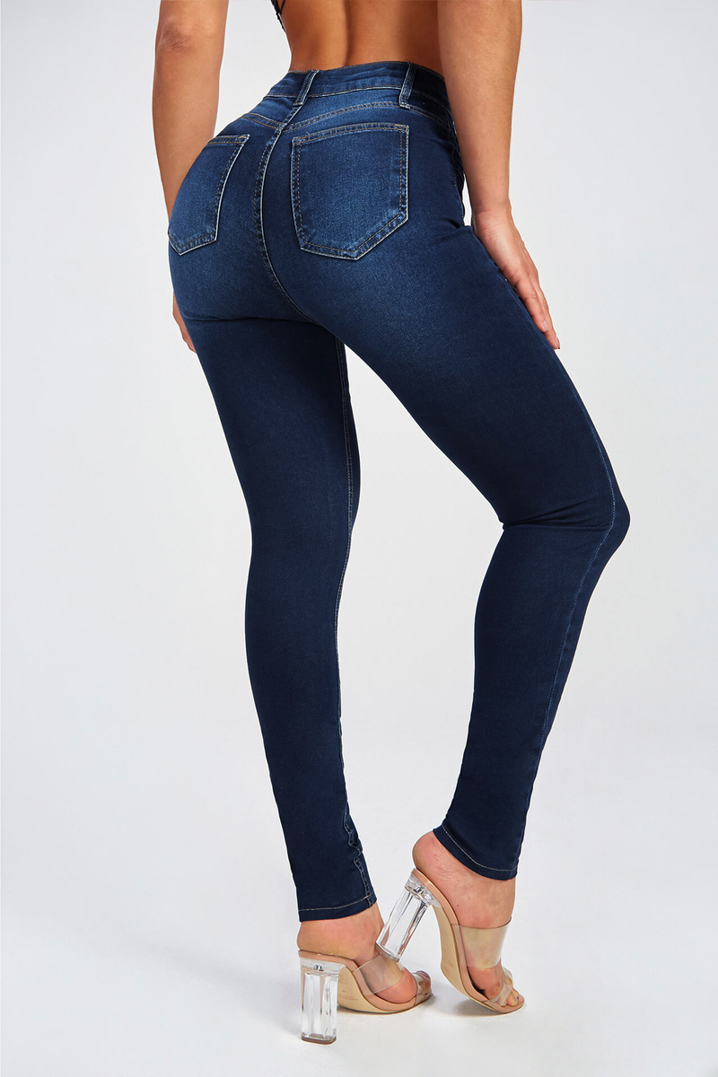 Jeans skinny elasticizzati a vita alta, nuovi modelli di abbigliamento primaverile da donna_voghion.com