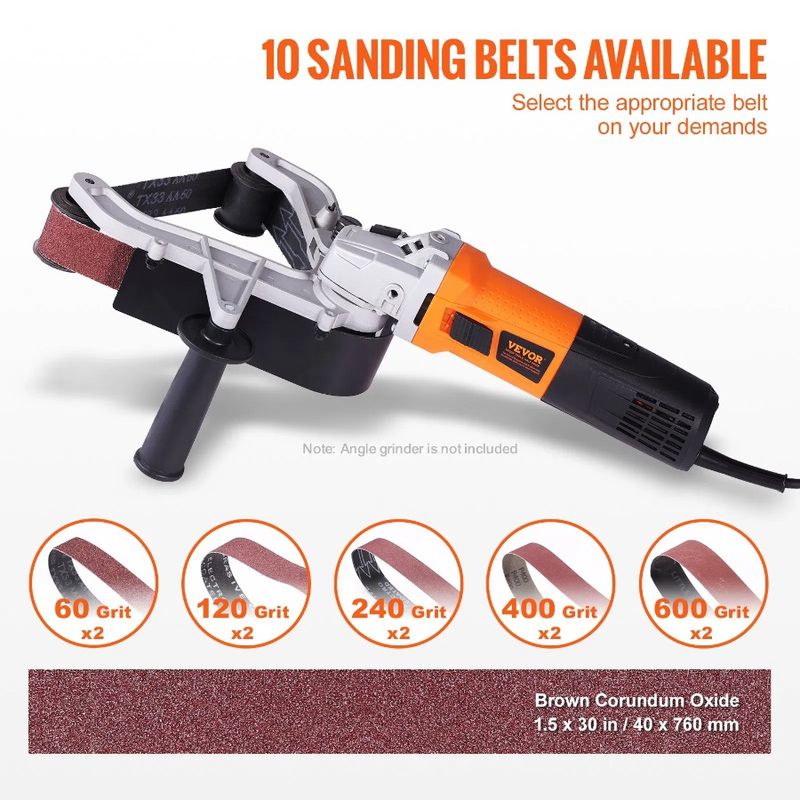 Adapter Sanding Sander And Thread Belt Sanding Pipe 8-11 Belt Belts 5 Or For Grinder Tube Angle Imperial With 10PCS Attachment_voghion.com