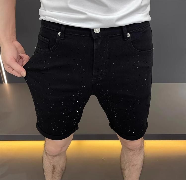 Heren High Street zwarte gewassen denim shorts – Zomerse losse pasvorm, casual jeans tot halverwege de dij, met stretch en strijkvrij (maten 28-36)_voghion.com