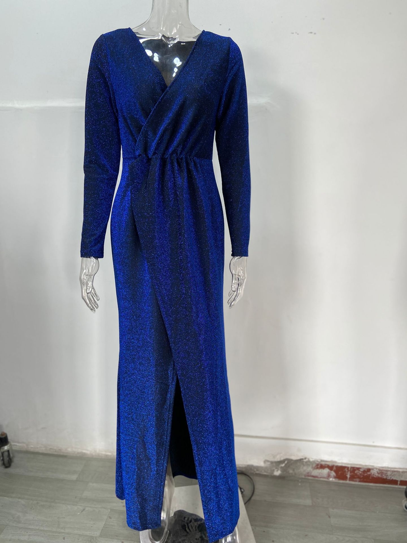 Saia longa feminina vestido de noite profundo decote em v vestido brilhante vestido sexy para jantar_voghion.com