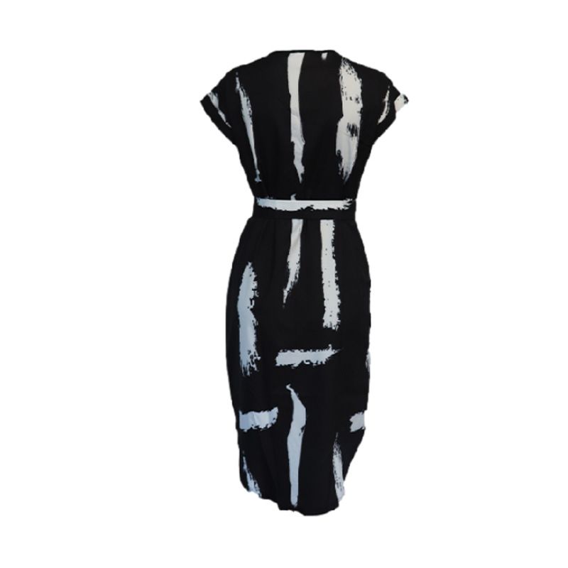 Temperamentkleid für Frauen 2025 Neuer sanfter Stil V-Ausschnitt Französischer High-End-eleganter chinesischer Feng Shui-Tintendruckrock_voghion.com
