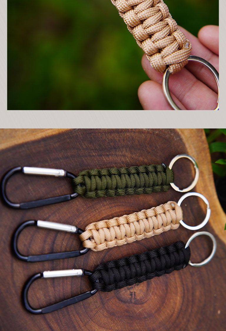 Survival Carabiner Seven-Core Paracord Handmade Keychain Outdoor Hiking Camping Picnic_voghion.com