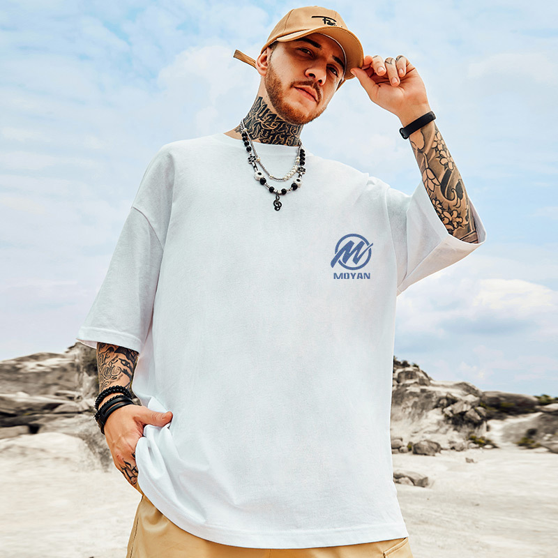Trendig märkeslös t-shirt med knappar och lös passform, Fat Man, herr, plus tjock femkvartsärm, oversize, China-Chic, stor herr, sommar_voghion.com
