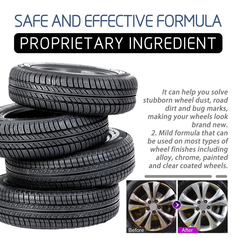 Homonth Non-Acid Wheel Cleaner & Bug Remover, Wheel Hub Rim Cleaning Stains Repair Wheel Abnormal Noise Rust Remover_voghion.com