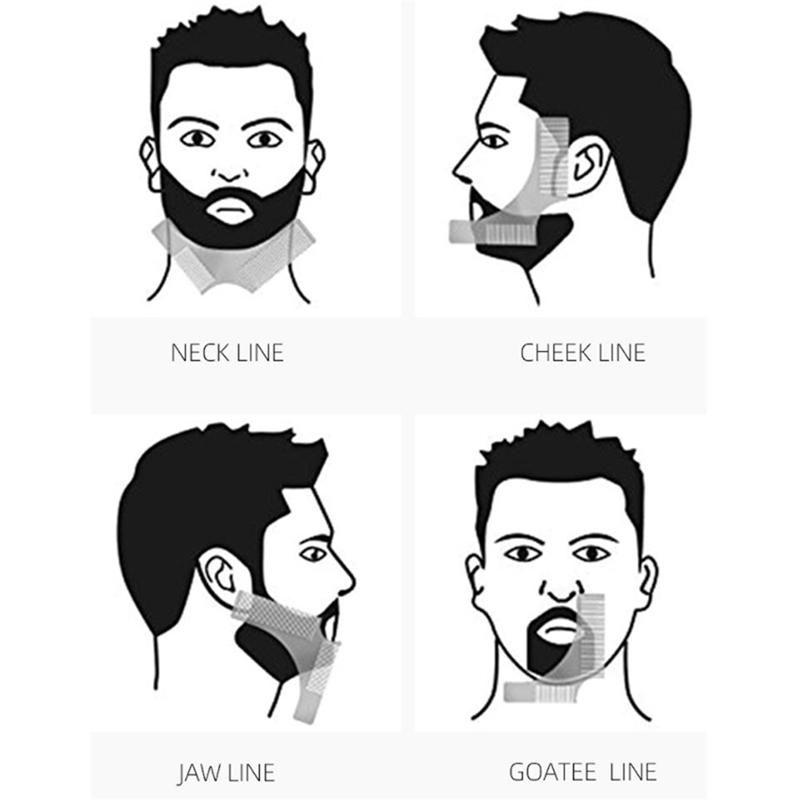 Pente para barba masculina de aço inoxidável Pente para cuidados com a barba Pente para estilo de barba Modelo para estilo régua Pente_voghion.com