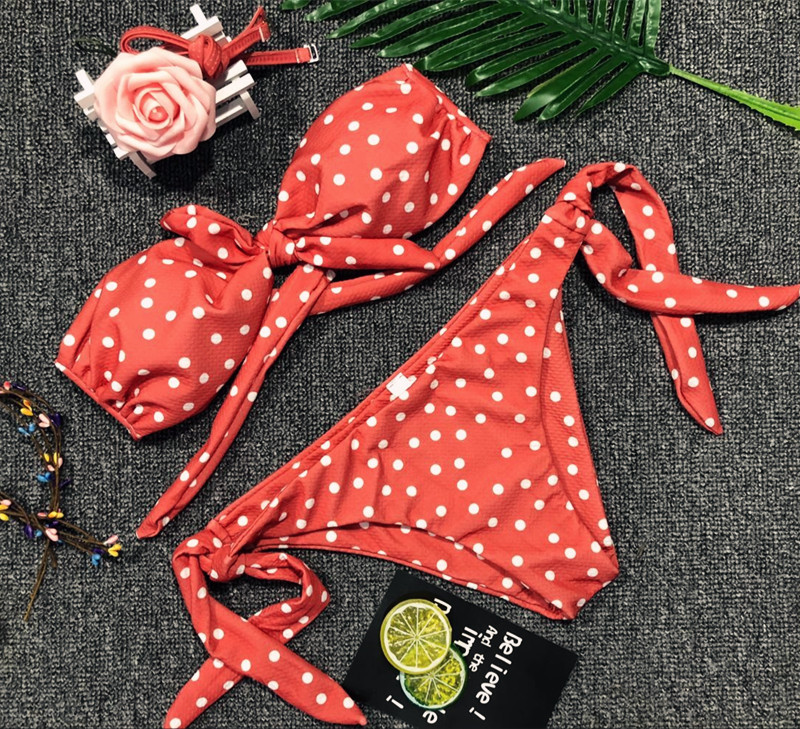 bikini sexy split bikini polka dot print swimsuit_voghion.com