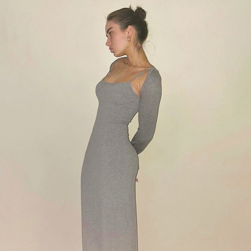 Women's room peach pure slimming peach hip strap long fishtail skirt_voghion.com