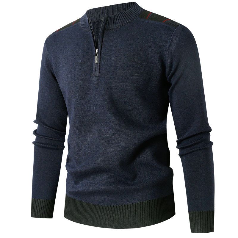 Pull tricoté à col montant et demi-fermeture éclair pour homme, haut décontracté, tendance, chaud, nouvelle collection automne et hiver 2023_voghion.com