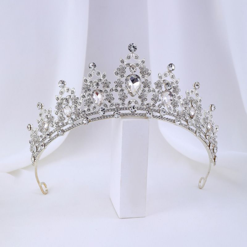 Coroană de mireasă cu pietre prețioase negre nobile, cu diamant, din aliaj, pentru coafură de nuntă, accesorii de păr, coroană de seară pentru banchet_voghion.com