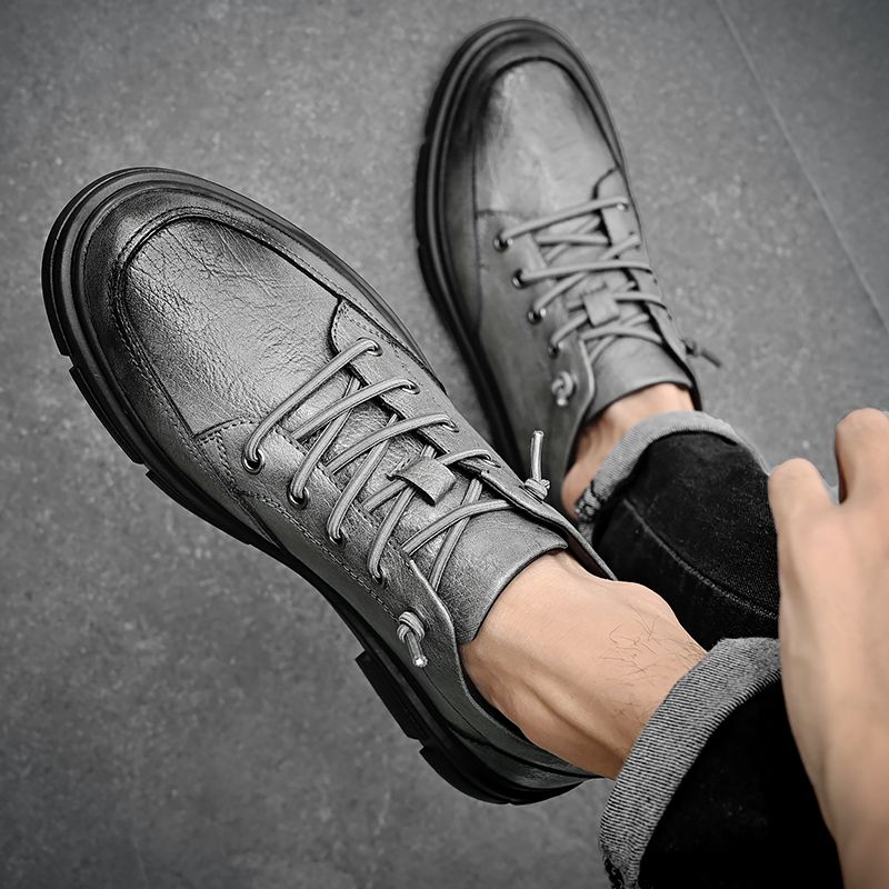 Neue Business-Kleidung für Herren, Freizeitschuhe, britischer Stil, Leder, weiche Unterseite, schwarze Low-Top-Martin-Stiefel_voghion.com
