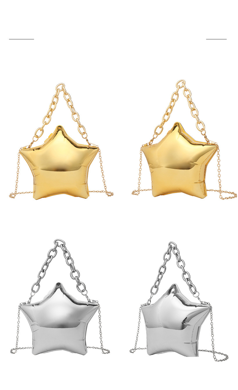 Five pointed Star Dinner Bag Thick Chain Wrist Bag Crossbody Bag Women's Clutch Bag Wedding Party Banquet_voghion.com