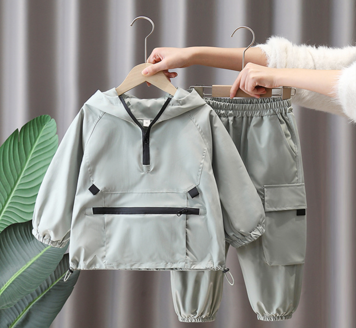 Dětská jarní bunda pro matky a děti, stylová chlapecká pracovní bunda s kapucí, větrovka, nové univerzální tílka_voghion.com