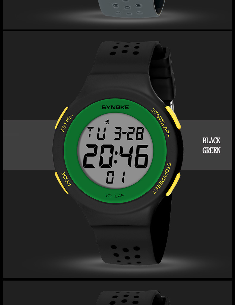 Reloj deportivo digital LED resistente al agua con luz nocturna, resistente al agua hasta 50 m, correa de PU, unisex, ideal para nadar, correr y actividades al aire libre._voghion.com