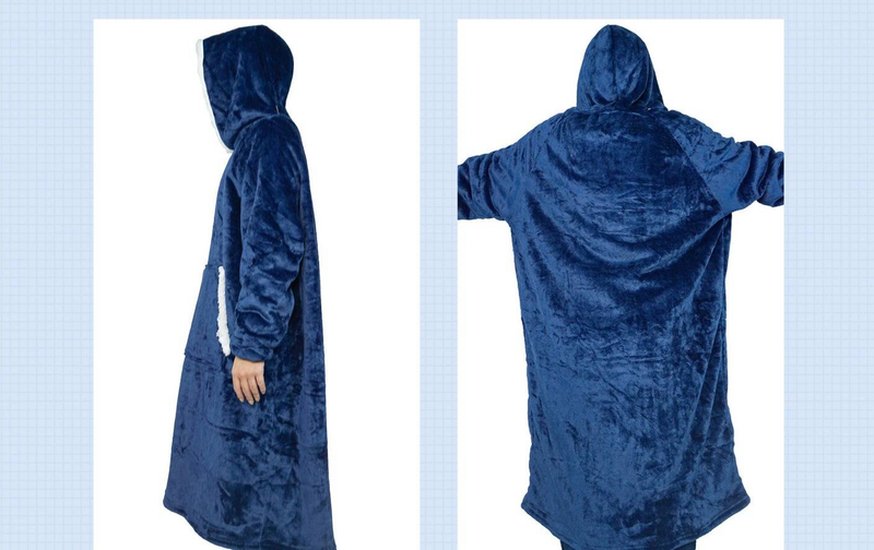 Extra-Long Fleece Snuggle Blanket With Pockets - 120cm/150cm TV Watching Robe For Couples & Families_voghion.com