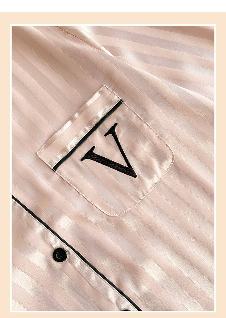 Hydra-Silk Nachtwäsche-Set – Gestreifter, kühlender Damenpyjama mit luxuriösem Jacquard (Langarm, M-XL)_voghion.com