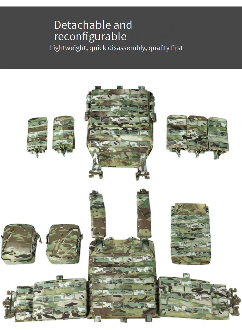 Quick-Release Tactical Vest – Laser-Cut MOLLE-Compatible Military Chest Rig (One Size, 6 Colors)_voghion.com