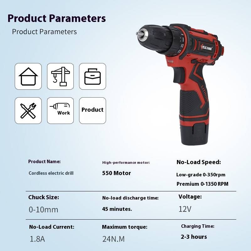 Perceuse-visseuse sans fil professionnelle au lithium avec double vitesse et couple réglable - Ensemble de tournevis électriques polyvalents pour le bricolage à domicile et le travail du bois_voghion.com