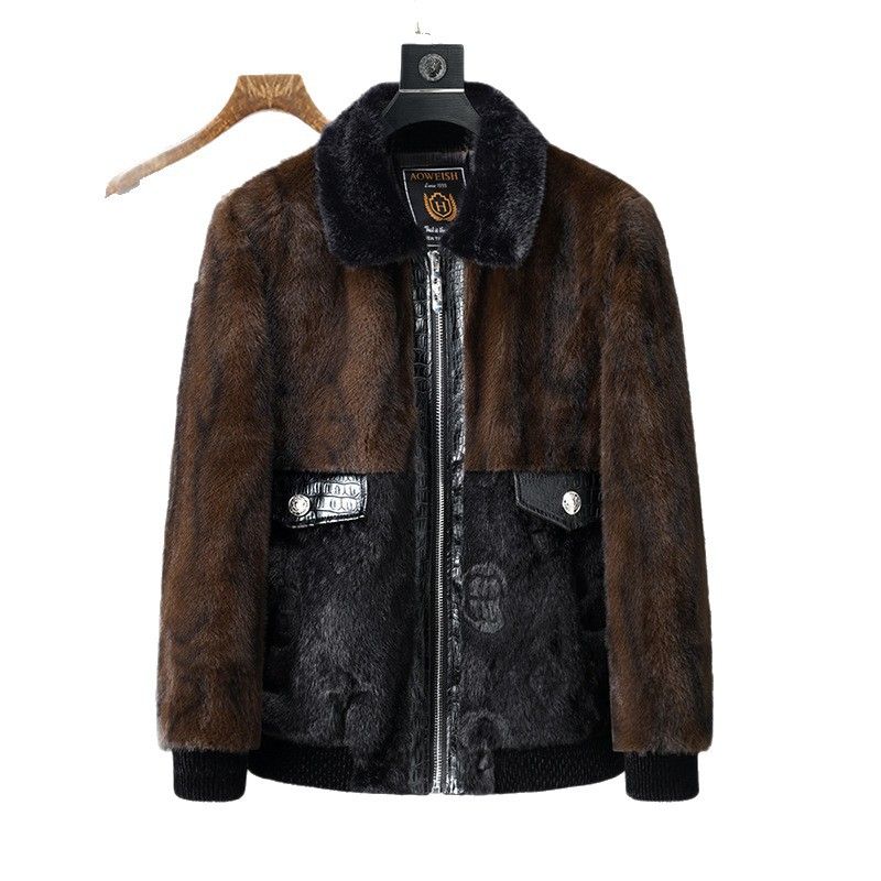 Luksusowa kurtka z imitacji norek dla mężczyzn – stylowy zimowy płaszcz z szalowym kołnierzem i pikowaniem w romby_voghion.com