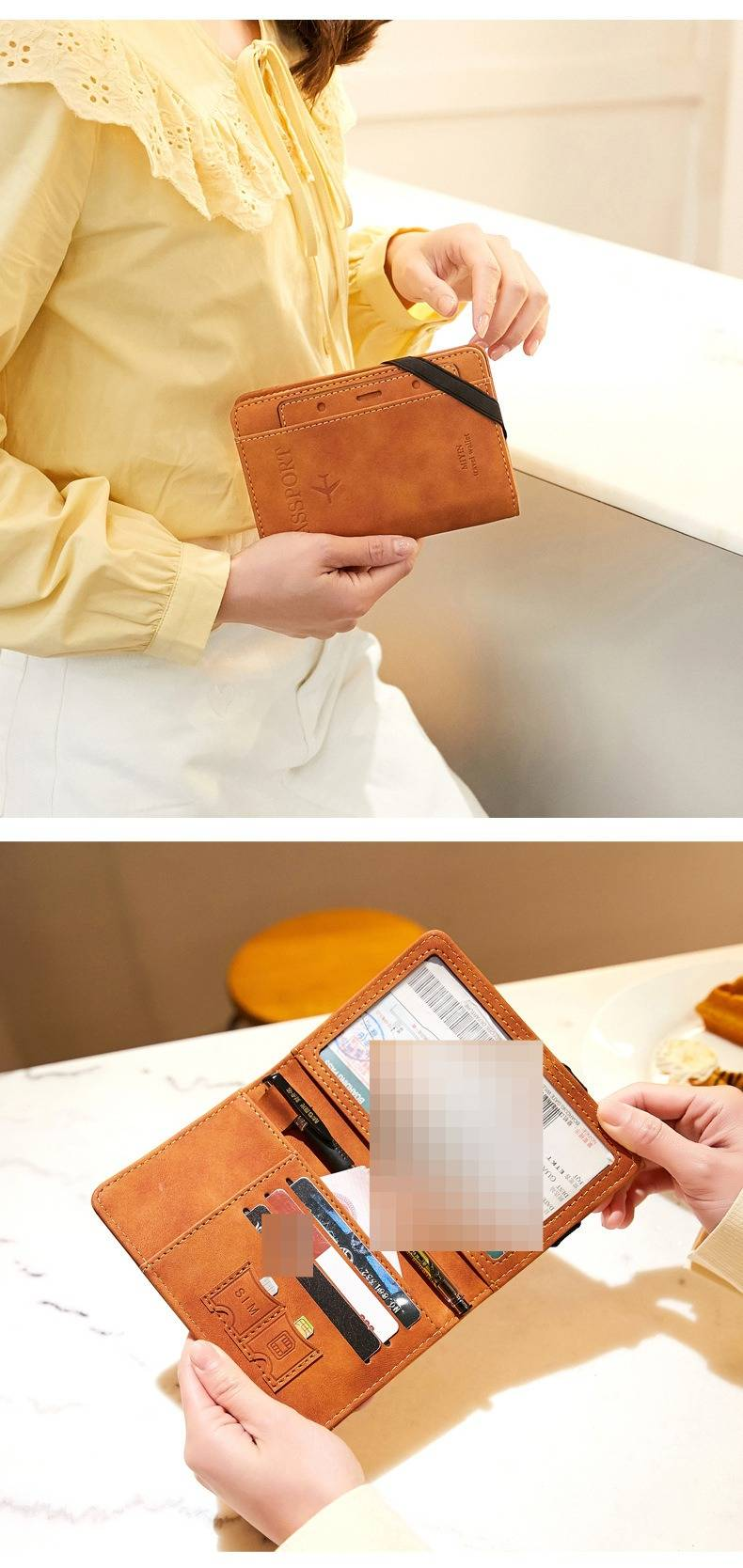 Light Luxury RFID Blocking Passport Holder - Slim Travel Wallet For Men & Women With Vaccine Card Slot, Secure PU Leather Document Organizer_voghion.com