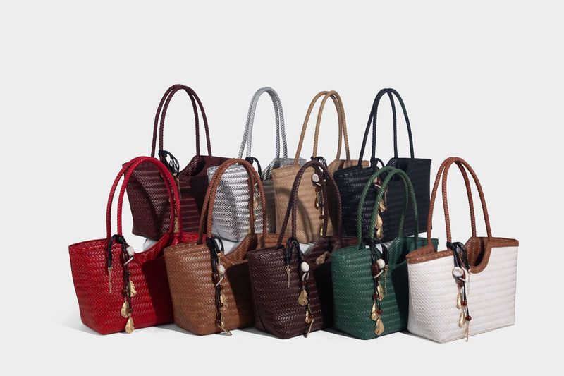 Borsa tote in pelle intrecciata con tasca interna, borsa a tracolla di grande capacità per uso quotidiano, shopping, viaggi - Design marrone chic_voghion.com
