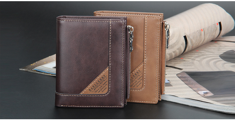 2022 High Quality Men's Wallet Fashion PU Leather Vertical Zipper Coin Purse Large Capacity Buckle Male Solid Color Card_voghion.com