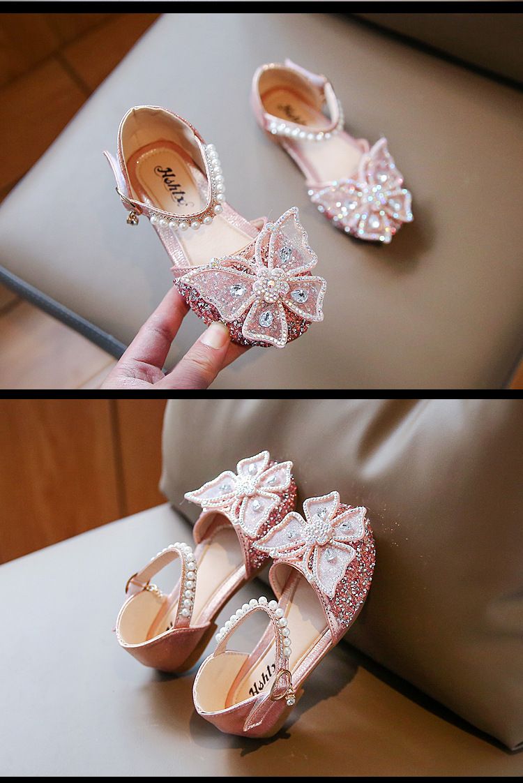 2025 Spring Cross Border New Bow Pearl Sandals Children's Single Shoes High Value Princess Shoes Girls' Small Leather Shoes_voghion.com